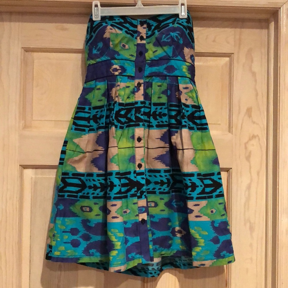 Printed Strapless Dress